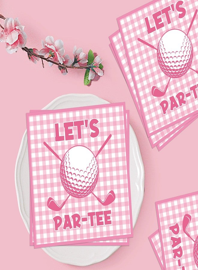 RUBOAOA 50 Pcs Golf Party Decorations Napkins, Pink Gingham Golf Let’s Par-Tee Disposable Napkins, Birthday Baby Shower Drink Dessert Table Decor - Image 4